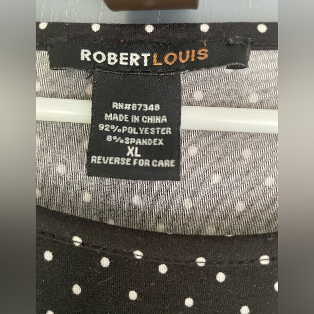 Women's Large Pullover Blouse Polka Dot Side Gather Design Robert Louis XL - Picture 3 of 4